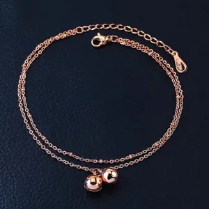 Rose Gold Double Bells Bracelet Anklet thumbnail 3