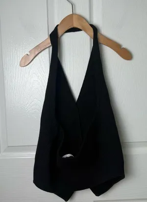 Reformation Romy Halter Sweater Vest in Black XL thumbnail 4