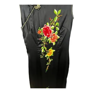 Oriental 100% Pure Silk Qipao Dress Size 32 (Small) Black Embroidered Cheongsam thumbnail 6