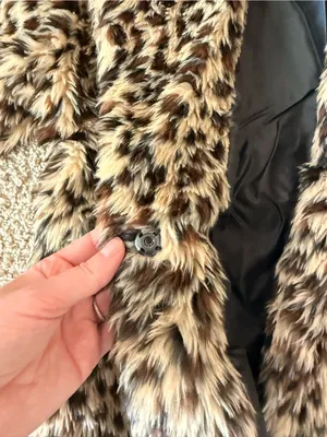 Angie Leopard Print Faux Fur Teddy Jacket - Black, Tan, Brown thumbnail 4