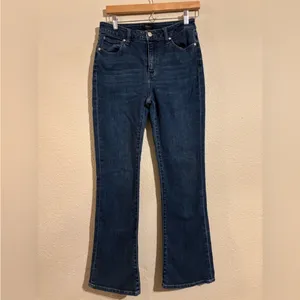Quince Stretch High Rise Kick Flare Jeans Dark Wash size‎ 25 thumbnail 2