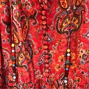 Sunrise by The Kooples Reef Paisley Print‎ Silk Chiffon Mini Dress Pink Size 2 thumbnail 8
