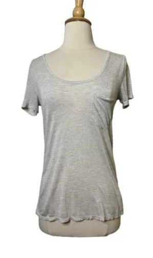 Banana Republic Light Gray Scoop Neck Short Sleeve Tee thumbnail 1