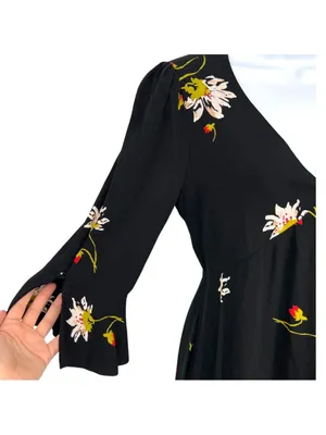 Free People Time On My Side Floral Wrap Mini Dress Black Whimsygoth Size XS thumbnail 3