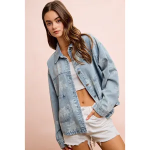 BiBi‎ Printed Washed Denim Jacket With Pocket thumbnail 9