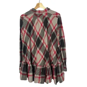 Free People Peppy in Plaid Red & Brown Plaid‎ Long Sleeve M thumbnail 4