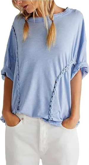 NWT Free People Moonlit Midi Rock Crystal Oversized T Shirt Size Small thumbnail 1