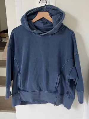 Free People Sprint To The Finish Hoodie Sweatshirt - Navy Blue - XS thumbnail 3