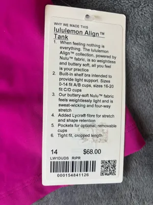 Lululemon Align Tank Top *Light Support, A/B Cup Ripened Raspberry Size 14 thumbnail 6