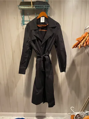 ASOS Cute cotton Collusion maxi trench coat black classic whimsigoth oversized thumbnail 6