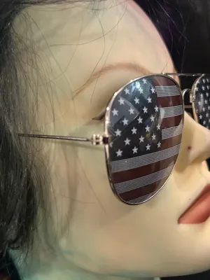 Aviator Sunglasses with American Flag Lenses - Black/Silver thumbnail 4