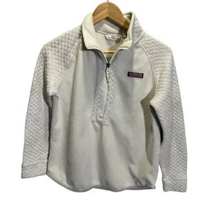 Vineyard Vines Womens‎ XS White Quilted Half-Zip Pullover Fleece thumbnail 2