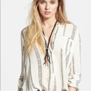 Free People Magic Pullover Top in Vanilla Combo thumbnail 3