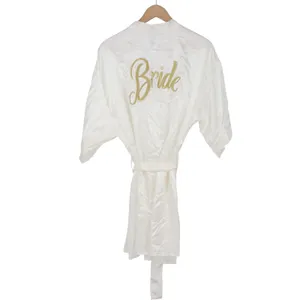 Boohoo Robe Women L Metallic Embroidered Bride Ivory Satin Short New thumbnail 8