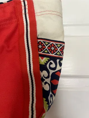 Vera Bradley Red Canvas Tote with Patterned Trim thumbnail 2