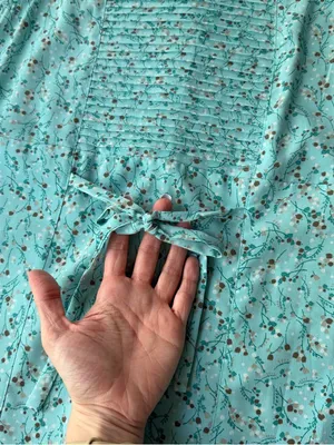 Christopher & Banks Teal Floral Pintuck Maxi Dress - Size 10 Y2K 2000s thumbnail 5