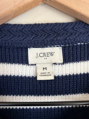 J. Crew‎ Striped Lady Jacket Sweater Cotton Sz Medium Nautical EUC thumbnail 3