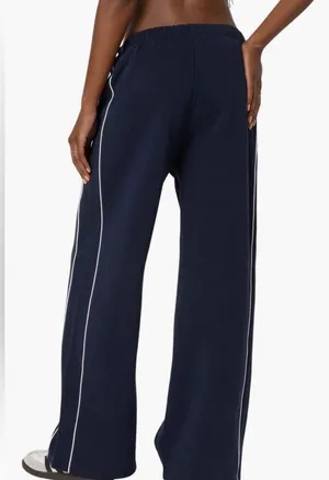 NWT Edikted Autumn Cotton Blend Sweat Pants Navy w White Side Stripe Womens XL thumbnail 3