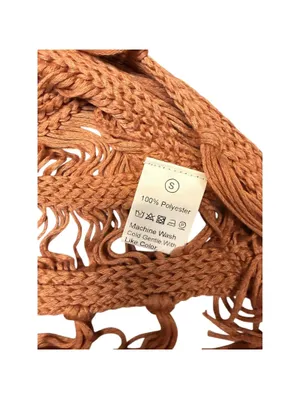 Women’s Crochet Fringe Tank Top Size S Rust Orange Boho Festival Crop Top thumbnail 3