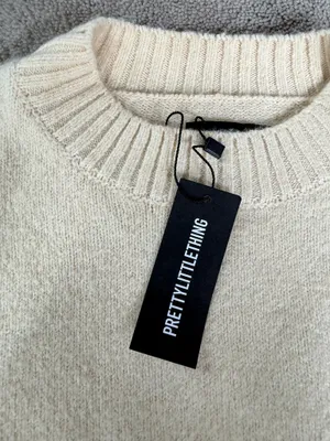 PrettyLittleThing Cream Knit Sweater – Size S thumbnail 3