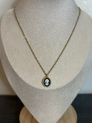 Handmade Gold/Black Cameo Necklace thumbnail 1