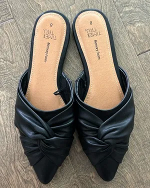 Time and Tru Women's Slip on Woven Twist Black Dress Mules Flats Size 8 thumbnail 1
