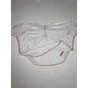 VTG Monirul Garments W XL White Red Embroidered Pearl Scalloped Blouse Top India thumbnail 6