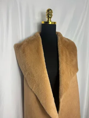 Twelfth Love Sherpa Coat Med Camel Faux Suede Cozy vest Open Front Cardigan thumbnail 2