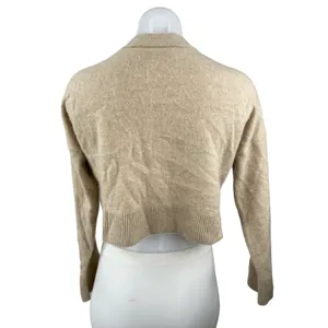 Abercrombie & Fitch Beige Long Sleeve V Neck Button Crop Cardigan Sweater Top S thumbnail 2