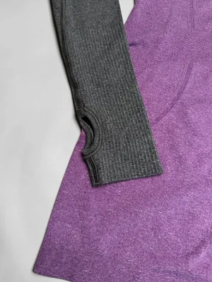 Lululemon Swiftly‎ Tech Long Sleeve Shirt Size 4 Purple Grey thumbnail 4