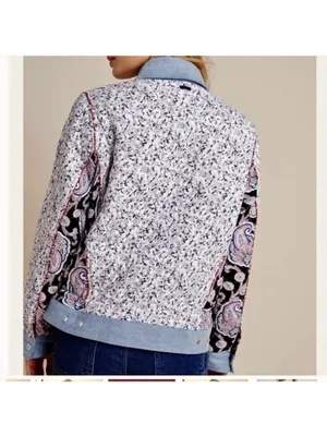 BLANK NYC Anthropologie Reversible Patchwork Denim cotton Jean Jacket XS fits M thumbnail 5