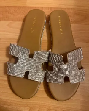 Madden Girl Sparkling Silver Cutout Slide Sandals thumbnail 1
