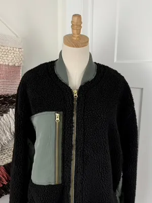 Free People Rivington Jacket Black Olive Sz L NWT thumbnail 3