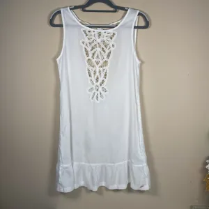 NWT ROXY Goldy Soul Mini Beach Tank Dress White‎ Sheer Coverup Medium thumbnail 3