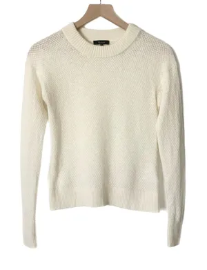 Quince Baby Alpaca Wool Diamond Stitch Crew Sweater Ivory Size XS thumbnail 1