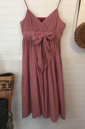 Alexandra Bartlett Gingham Cotton Midi Dress​ Red Size 2 thumbnail 7
