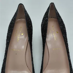$238 Kate Spade Womens Heels Size 7M Black Glitter Pumps Wedding Party Holiday thumbnail 15
