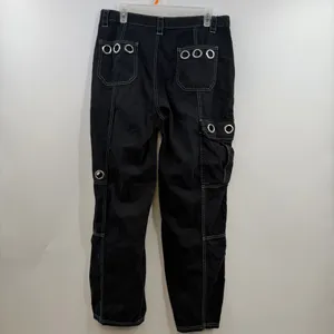 Hot Topic Grommet Carpenter Pants Womens 11 Black Y2K Goth Cargo Wide Leg thumbnail 5