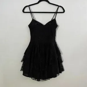 NWT Black Lace Tiered Mini Dress XS Coquette Fairycore Party Dress thumbnail 3