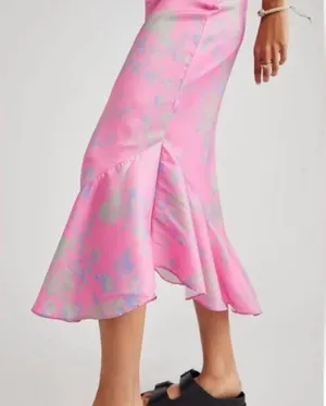 NWOT Free People Everything’s Rosie Midi Skirt Pink Combo thumbnail 5