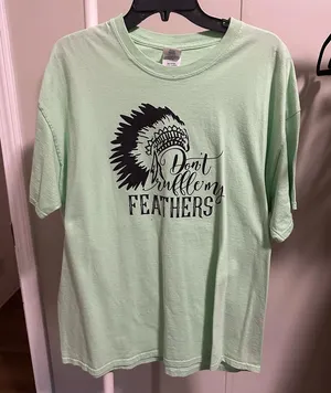 Mint Green and Black Don’t Ruffle My Feathers Graphic Shortsleeve Tshirt size XL thumbnail 1