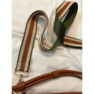 Saddle Bag Crossbody Cognac‎ Brown Striped Webbing Strap Boho Chic Handbag thumbnail 2