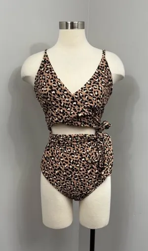 Aerie Brown Animal Print‎ One Piece Swimsuit thumbnail 1