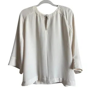 Ann Taylor Women's Wide Dolman Sleeves Ivory Top Blouse Size Large Casual Office thumbnail 1