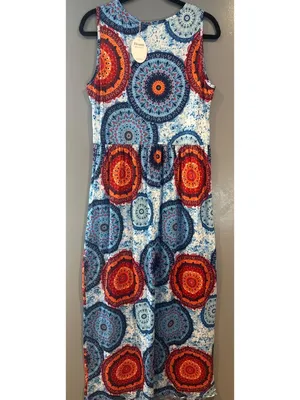 NWT Hount Womens Large Maxi Dress Mandala Print Sleeveless Boho Stretch thumbnail 5