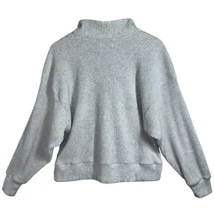 Abercrombie & Fitch AF Lounge Gray Ribbed Quarter Zip Pullover Sweatshirt Sz S/M thumbnail 2