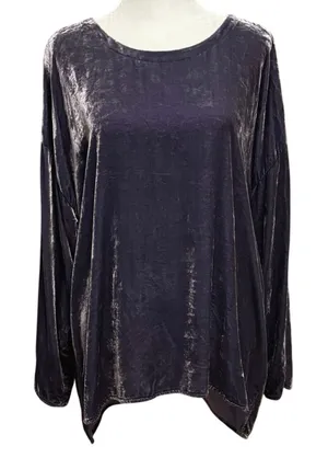 Eileen Fisher Size XL Blouse Top Purple Lavender Velvet Long Sleeves thumbnail 1