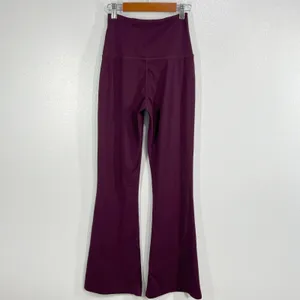 Quince Burgundy Flare Leggings Women Small High‎ Rise Crossover Waist Yoga Pants thumbnail 3