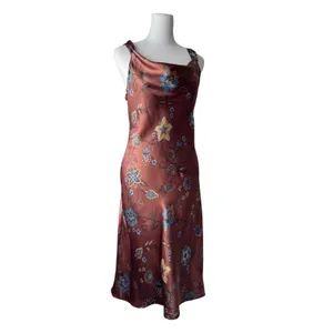 Vintage Y2K Faith Love Passion Brown Floral Cowl Neck Sleeveless Midi Dress thumbnail 6