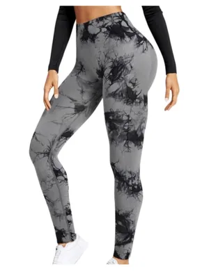 Amazon Tik Tok Tie Dye Butt Lifting Seamless Scrunch Butt High Waisted Leggings L, NEW thumbnail 1